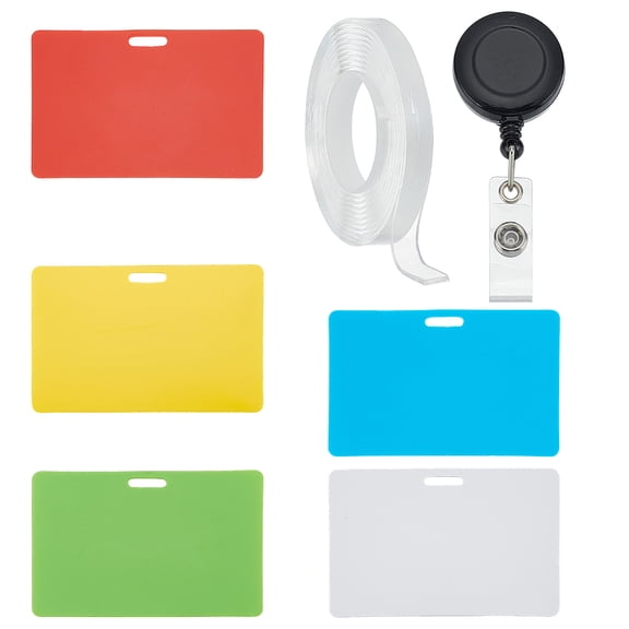 10Pcs 5 Colors Rectangle Plastic Sublimation Name Tag Blank ID Name Badge Mixed Color 54x86x1.5mm Hole: 13.5x3mm