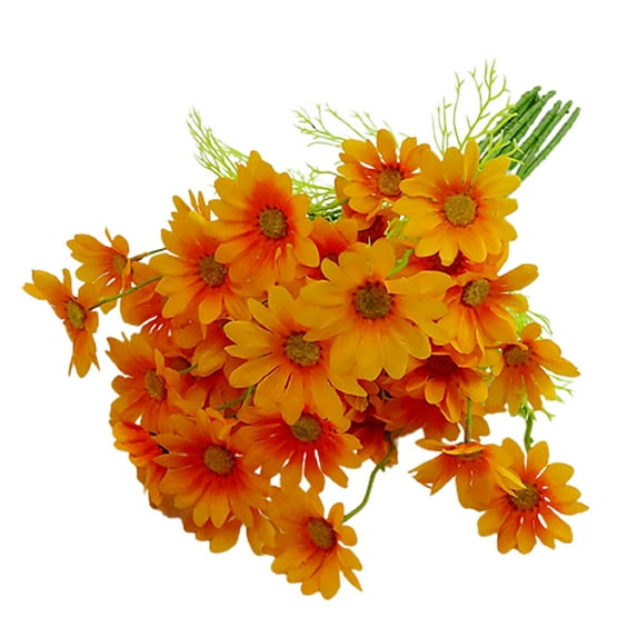 10Pcs 5 Heads Artificial Daisy Flowers Fake Gerber Daisy Silk Bouquets Pastoral Style for Home Garden Window Wedding Indoor Outside Decoration