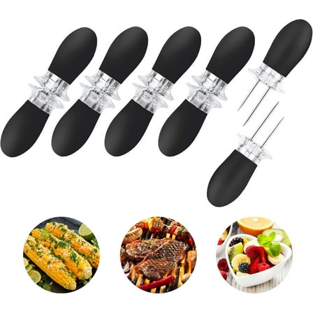 10Pcs/5 Pairs Corn Cob Holders, Stainless Steel Corn on The Cob BBQ Fork Skewers for Home Cooking Parties Camping