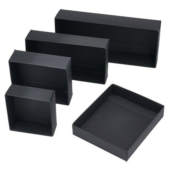 10Pcs 5 Style Present Packaging Box Black Gift Wrap Boxes with Lids for Garment Packing box Cosmetic box