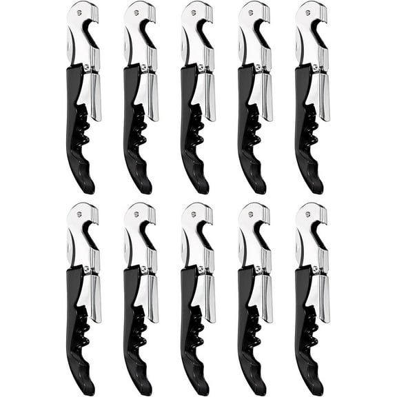 10Pcs 5" Wine Openers Waiter Corkscrew Professional Red Wine Bottle Opener Double Hinged with Foil Cutter for Servers Bartender, Black