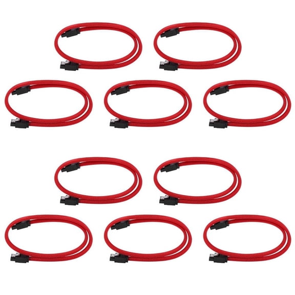 10Pcs 50CM SATA 3.0 III SATA3 7Pin Data Cable 6Gb/S SSD Cables HDD Hard Disk Data Cord with Sleeved Premium Version