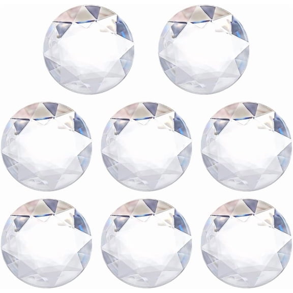 10Pcs 51mm Flat Back Round Acrylic Rhinestone Stick On Plastic Gems Clear Extra Large Self Adhesive Round Jewels Embelishments Circle Gems for Costume Making Cosplay Crafts Clear