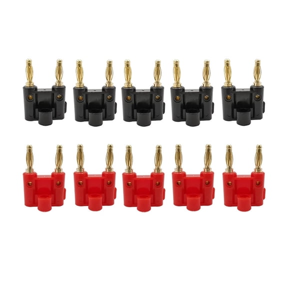 10Pcs/5Pair Double Row 4mm Banana Plug Audio Speaker Connector Twin Banana Plug Amplifier Terminal Couple Banana Socket Adapter