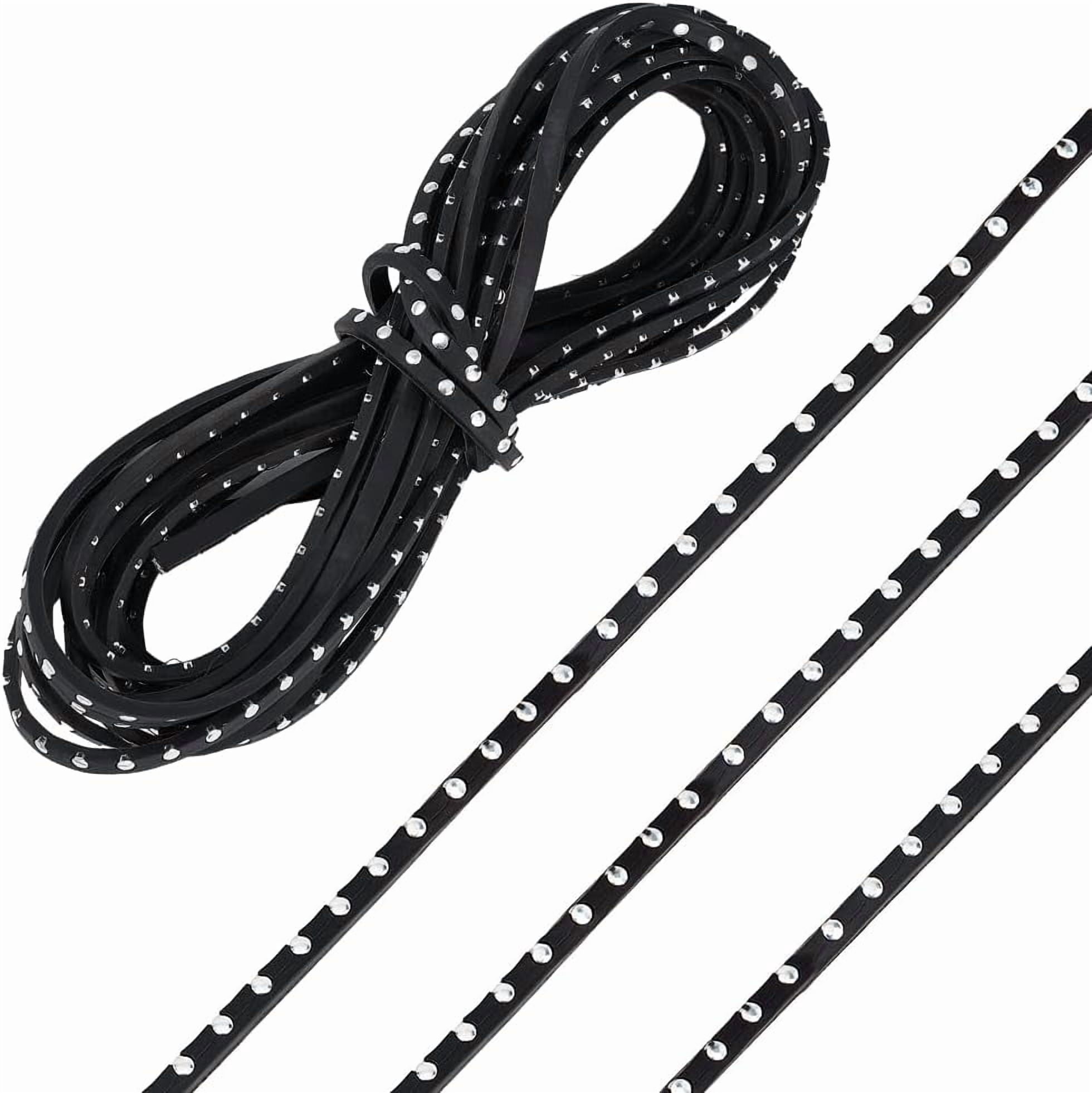 10Pcs 5m/5.47 Yards Black Flat Genuine Leather Cord Flat Leather Craft Shoemaker Cord Welt Veg Tooling Leather Cord for Leather Shoes Decorative Black