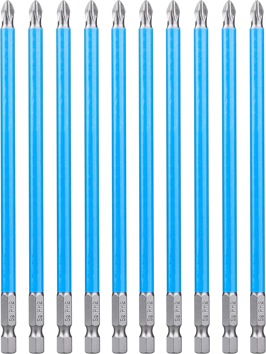 10Pcs 6Inch Long Phillips Screwdriver Bit Set Ph2 Impact