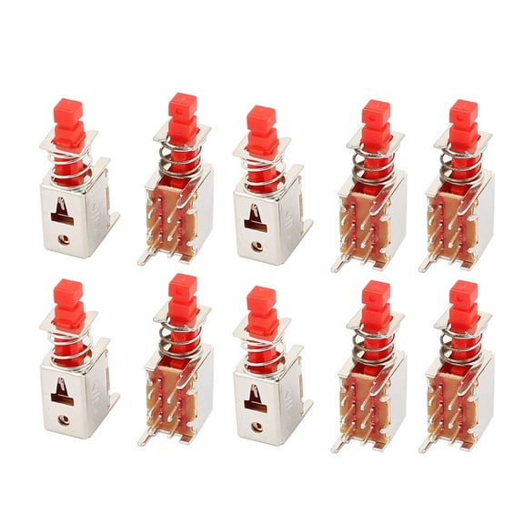 10Pcs 6 Pin 2mm Pitch Self-Locking Momentary DPDT Micro Push Button Switch