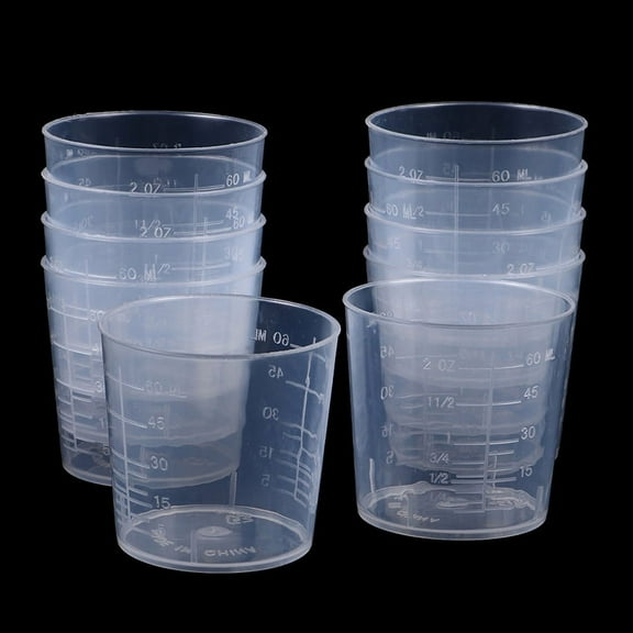 10Pcs 60ML Laboratory Plastic Graduated Measuring Cup Clear Scale S-bA hFYIWA