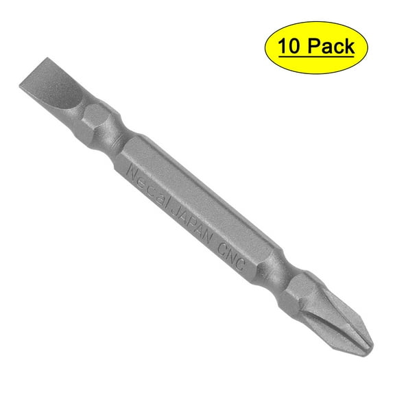 10Pcs 65mm Long S2 Magnetic -Slotted Screwdriver Bits 6PH2 SL6 Hex Head