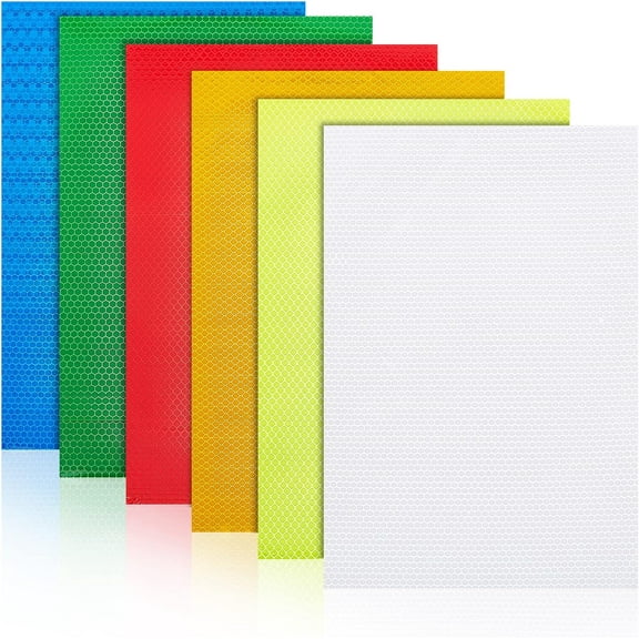 10Pcs 6Colors 12x8inch Adhesive Reflective Stickers Luminous Plastic Self-Adhesive Stickers Rectangle Warning Reflective Stickers for Vehicle Motorcycle Bicycles Decorative