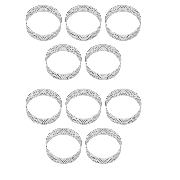10Pcs 6cm Circular Tart Ring Pizza Dessert DIY Stainless Steel Perforation Fruit Pie Cake Mousse Molds Baking Mould Tool