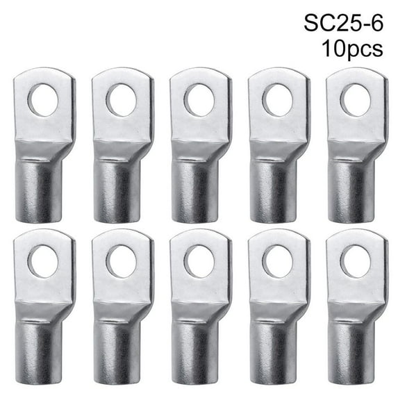 10Pcs 6mm 8mm 10mm SC16-6 SC25-6 SC35-6 Bolt Hole Lugs Ring Wire Nose Terminal Crimp SC Type Cable Connector Kit 10PCS SC25-6