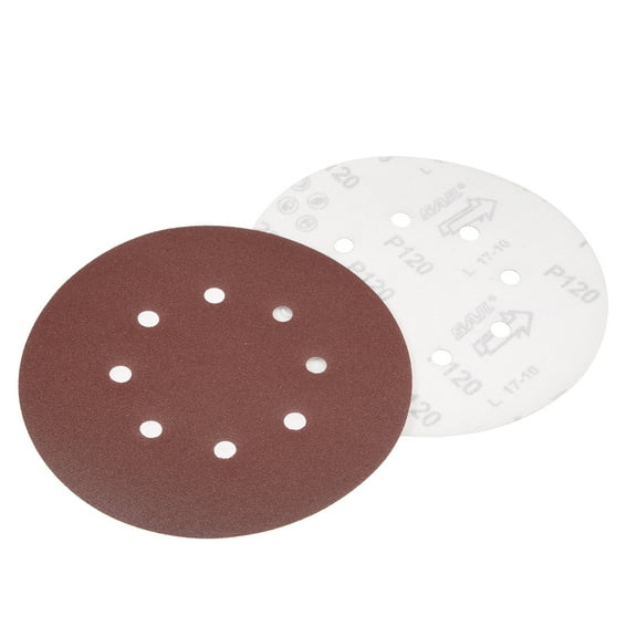 10Pcs 7 Inch 8 Hole Hook and Loop Sanding Disc 120 Grit Flocking Sandpaper