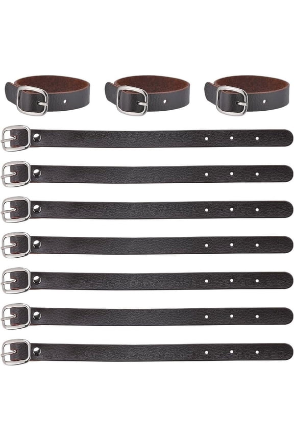 10Pcs 8 Inch Genuine Leather Luggage Tag Straps Adjustable Label Replacement Loop Belts Stirrup Strap with Buckle
