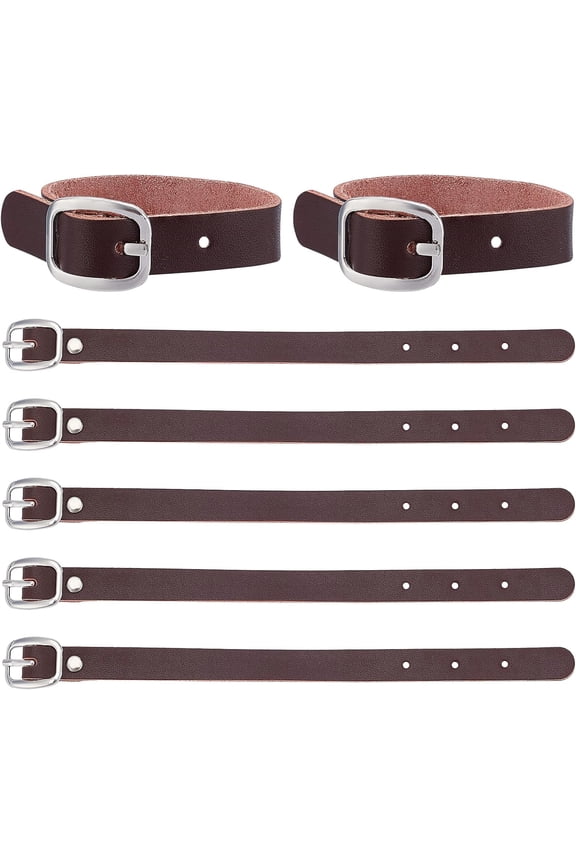 10Pcs 8 Inch Leather Luggage Labels Strap Cowhide Luggage Tags Replacement Belts with Buckle Watch Band Strap for ID Card Pass Holder Travel Storage Hanging Accessories Coconut Brown