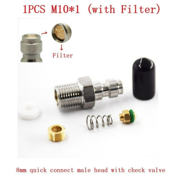 10Pcs 8mm Quick Connect Check Valve PCP Filling Joint With Filter M10*1