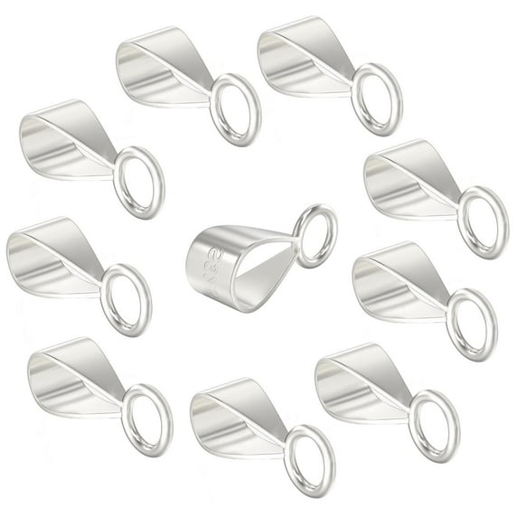 10Pcs 925 Large Sterling Silver Slider Pendant Clasp Bail Connector for Necklace