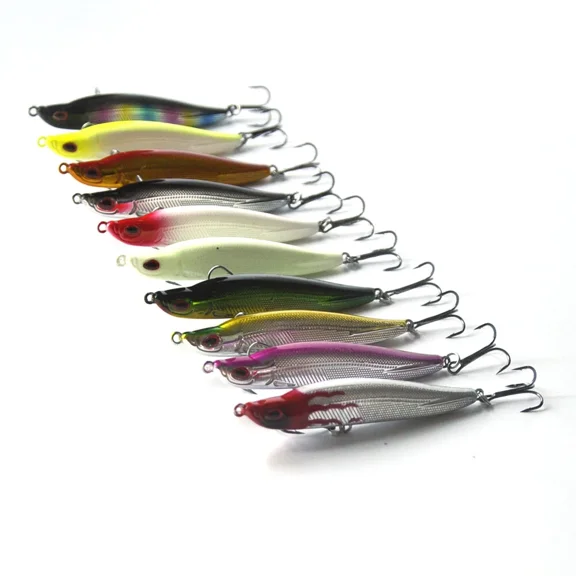 10Pcs 95mm 17g Alburnus Slow Sinking Fishing Lures Crankbait Bass Trout With Box