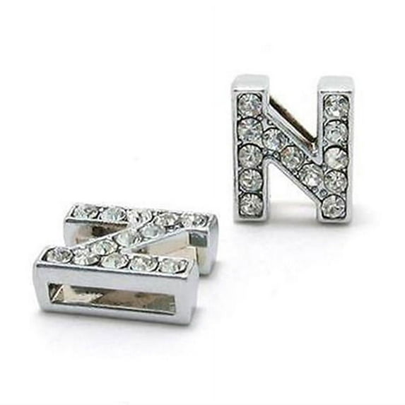 10Pcs A-Z 8mm Rhinestone Slide Letter Charm DIY for Leather Name Bracelet Belt