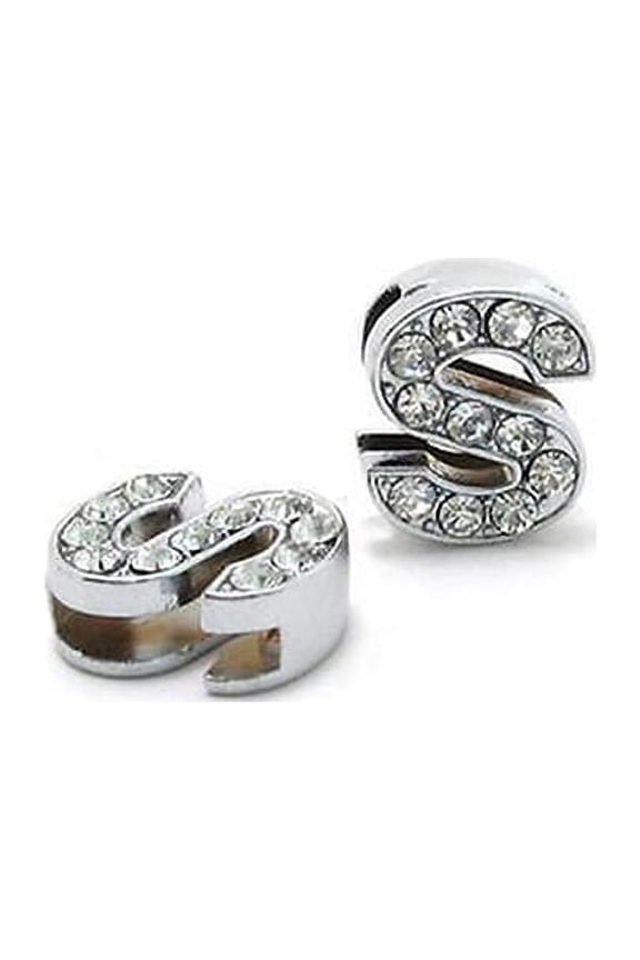 10Pcs A-Z 8mm Rhinestone Slide Letter Charm DIY for Leather Name Bracelet Belt