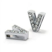 OCUHOME 10Pcs A-Z 8mm Rhinestone Slide Letter Charm DIY for Leather Name Bracelet Belt