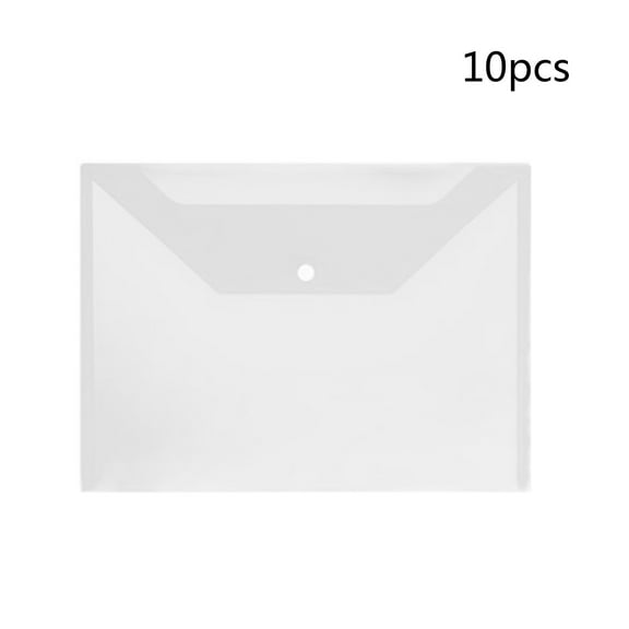 10Pcs A4 File Pockets Waterproof Document Folders Bag Clear Index Window Button Closure for Home Office School Travel