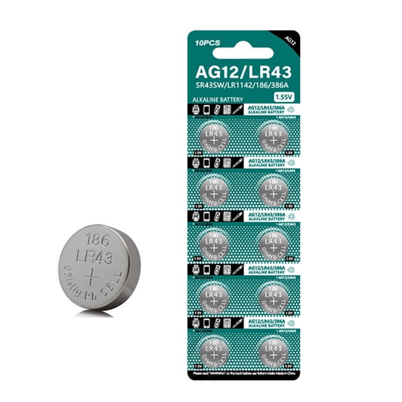 10Pcs AG12 LR43 Button Batteries 1.5V Alkaline Button Coin for Toy Watches And More AG12/SR43W/SR43/386