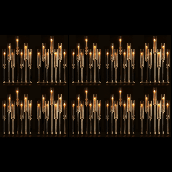 10Pcs Acrylic Candelabra Centerpieces Clear Candle Holder Crystal 5 Arm Candlesticks Holder with Acrylic Shade Pillar Taper Candlestick for Wedding Dinner Party Fit 0.87" LED Candle (Clear)