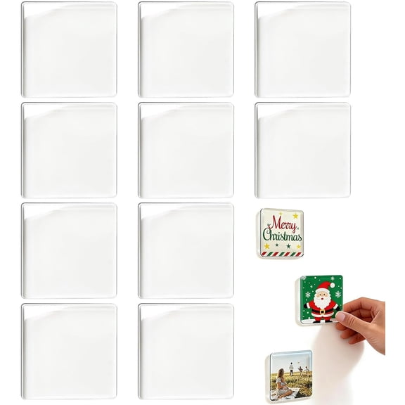 10Pcs Acrylic DIY Fridge Magnets Set with Adhesive Backing, Clear Magnet Photo Frames Holder with Adhesive Backing, Square Magnetic Photo Frames for Refrigerator(xxw)