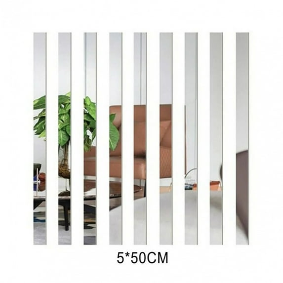 10Pcs Acrylic Mirror Sticker Long Strip Mosaic Wall Sticker 50cm Gold/sliver/black For Living Room Bedroom Home Decoration