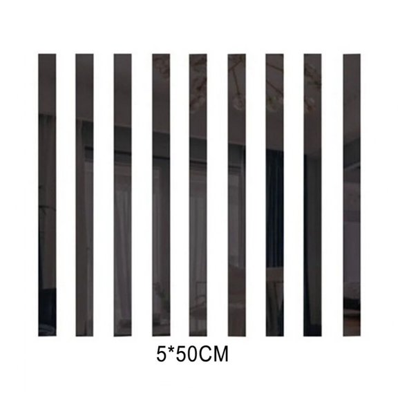 10Pcs Acrylic Mirror Sticker Long Strip Mosaic Wall Sticker 50cm Gold/sliver/black For Living Room Bedroom Home Decoration