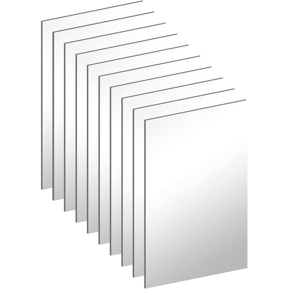 10Pcs Acrylic Mirror Tiles for Wall Decor, 4'' x 6'' x 0.07'' Rectangular Wall Mirror Sheet with Adhesive Stickers for Bathroom, Bedroom, Living Room, Home, Tables Centerpieces Decor