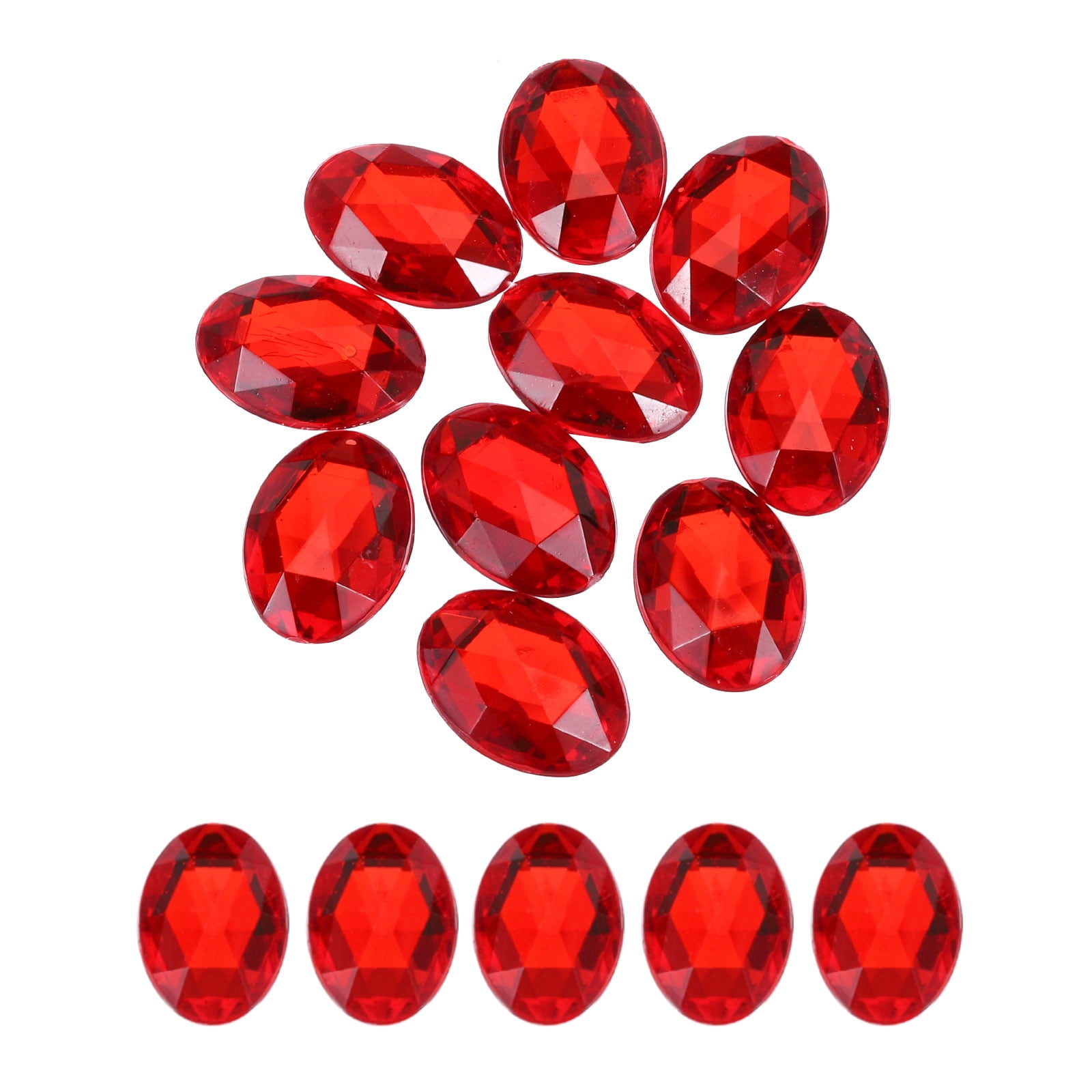 10Pcs Acrylic Oval Gems 30x40 mm Flat Back Artificial Rhinestones for DIY Crafts Bead Wedding Party Red
