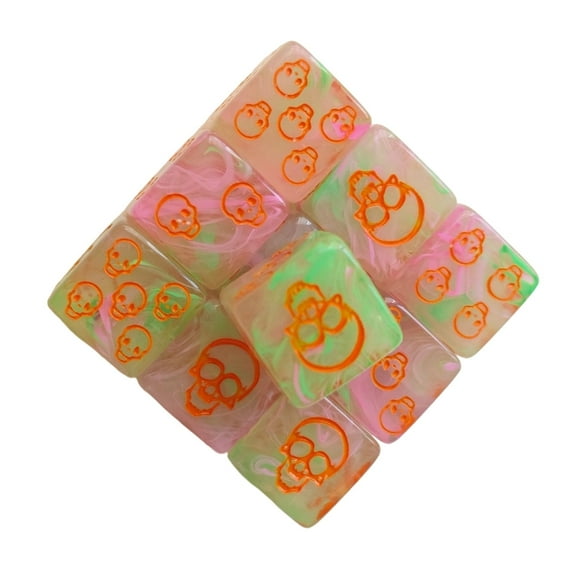 10Pcs Acrylic Pattern Dices Role Playing Table Game Dices Six Sided Dices Round Corner Dices Mahjong Accessories