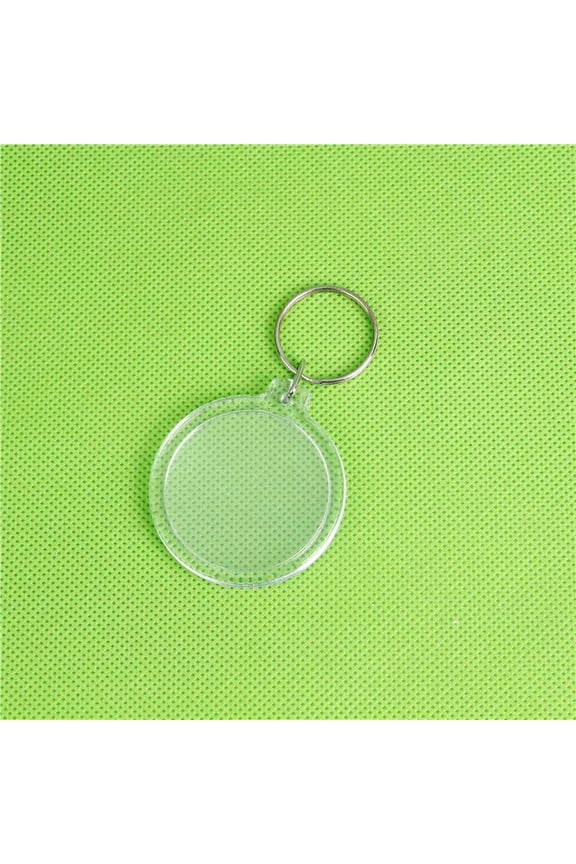 10Pcs Acrylic Photo Frame Keychain with Iron Split Key Rings Rectangle Flat Round 1.77x1.77 Inch DIY Making