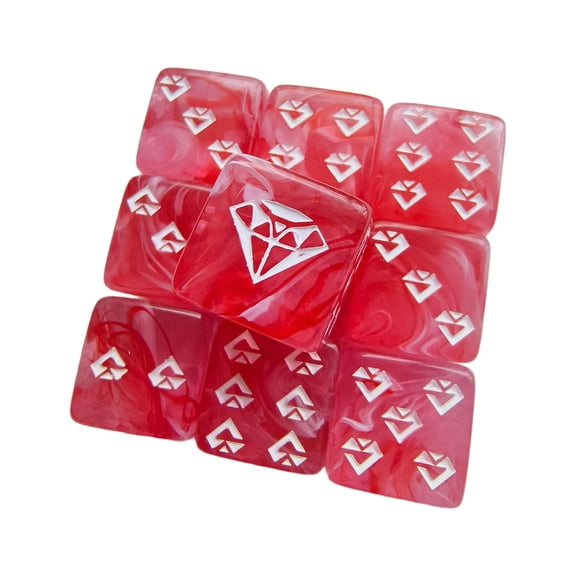 10Pcs Acrylic Jewel Pattern Dices Role Playing Table Game Dices Six Sided Dices Round Corner Dices Mahjong Accessories