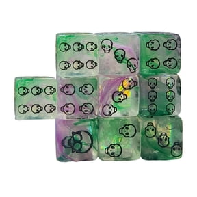 10Pcs Acrylic Skull Dices 6-Sided Round Corner for Table Games, Role Playing, Math Teaching, Party Accessories