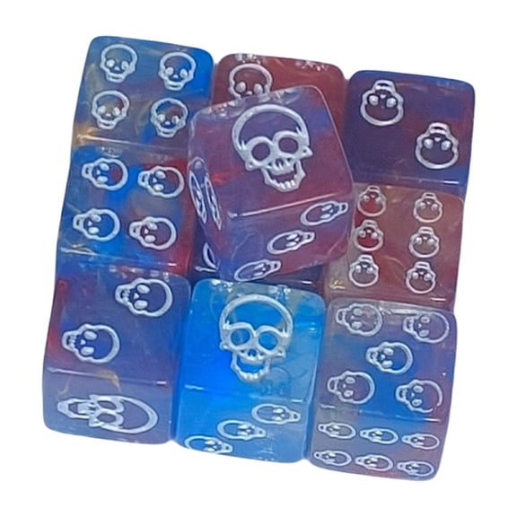 10Pcs Acrylic Skull Pattern Dices Role Playing Table Game Dices Six Sided Dices Round Corner Dices Mahjong Accessories