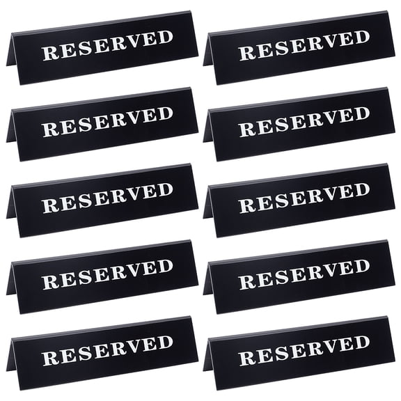 10Pcs Acrylic Table Top Display Stand Double Sided Table Reservad Display Board Black 200x48x47mm for DIY