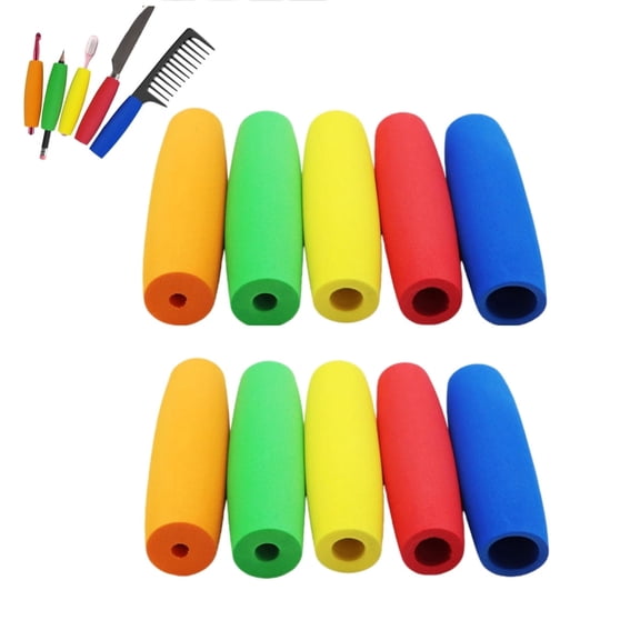 10Pcs Adaptive Grip Aids,Foam Tubing Handle for Utensils,Non-Slip Cutlery Padding for Elderly & Disabled,Assistive Grip Aid for Hand Weakness,5 Sizes
