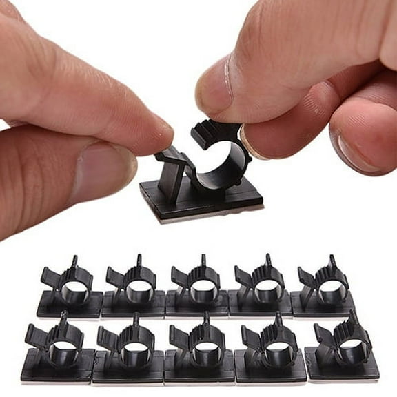 10Pcs Adhesive Backed Nylon Adjustable Cable Clips 16mm Wire Clamps Organizers Black Nylon66