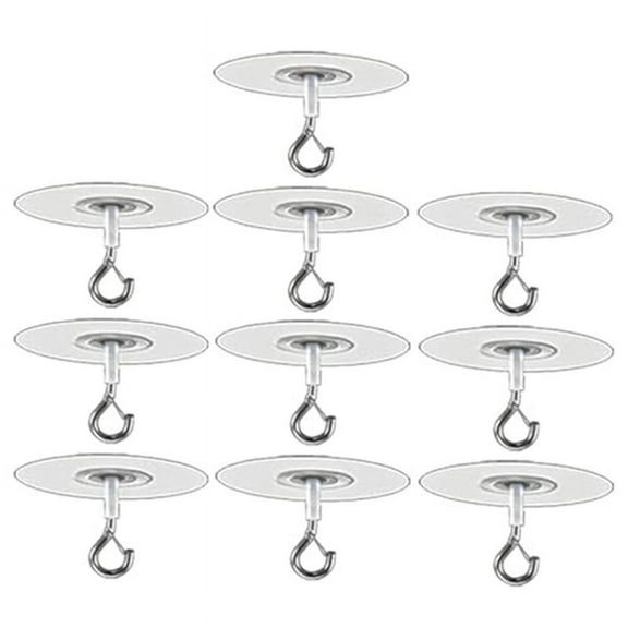 10Pcs Adhesive Ceiling Hooks for Popcorn Concrete Textured Ceiling Wall , No Drilling Self Adhesive Ceiling Hooks