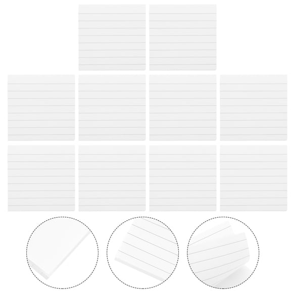 10Pcs Adhesive Paper Notepads Stationery Transverse Line Note Pads Memo Pads (White)