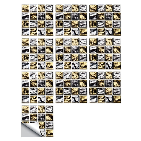 10Pcs Adhesive Tile,Wallpaper Border Peel and Stick Decorative,3D Sticker Kitchen Bathroom Wall Sticker Decoration,Mosaic Tile Accent Strip for Bathroom Kitchen,Pool Area Mirror Frame Sink Edge Decor