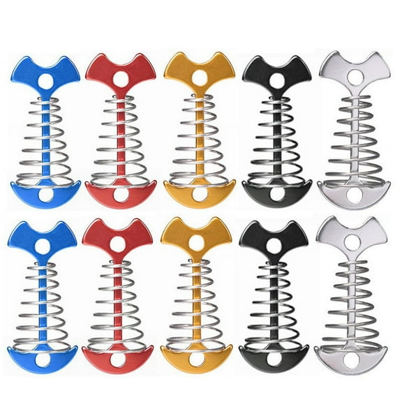 10Pcs Adjustable Plank Floor Spring Anchor Tent Pegs Buckle Outdoor Awning Deck Fixed Nails Camping Tent Hooks