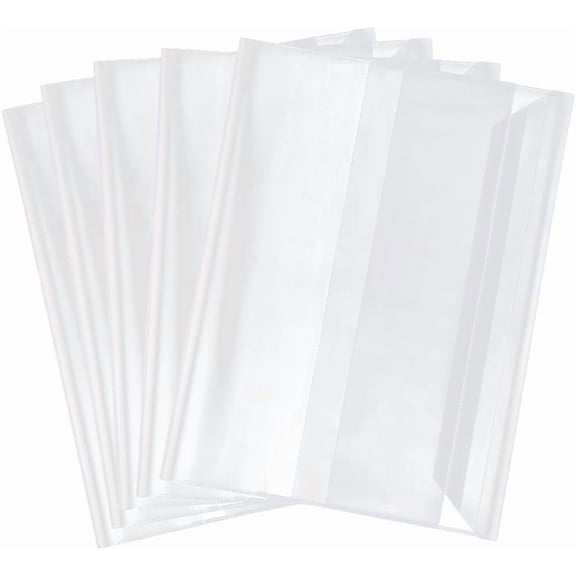 10Pcs Adjustable Plastic Book Covers Clear 8.5 x 6.2 Inch Waterproof Transparent Book Sleeve with Self-Adhesive Strip Document Paper Protector