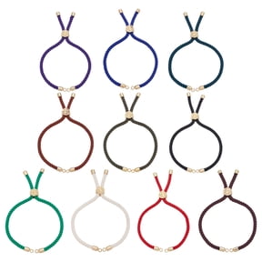 10Pcs Adjustable Slider Bracelets 10 Color Nylon Cord Bracelets with Brass Findings Tree of Life Charms Rope Cord Chain Link Charms DIY