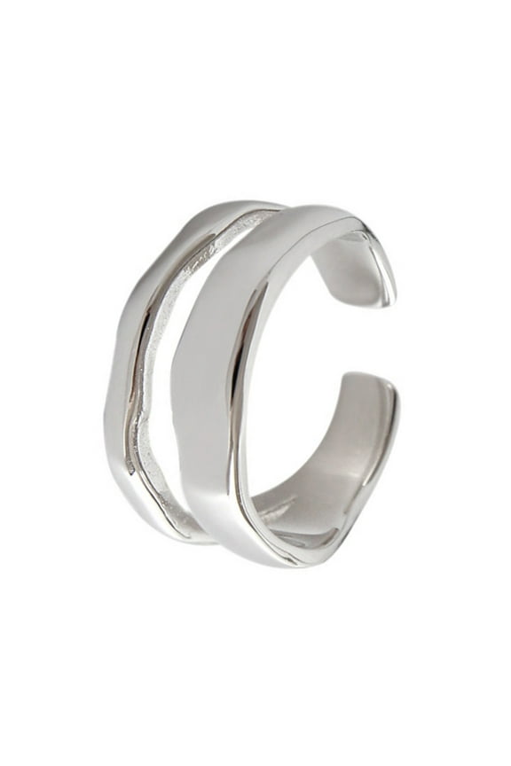 10Pcs Adjustable Wave Ring, BRELIL Adjustable Opening Wave Ring, Double Stack Geometric Jewelry, Lightweight Comfortable Everyday Wear, Zinc Alloy Statement Ring for Women Gift