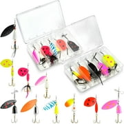 10Pcs Advanced UV Fishing Lures for Freshwater - Bass Fishing Spinnerbaits - Bass Fishing Gear - Trout Fishing Gear - Spinner Baits for Steelhead, Salmon, Trout, Bass & More - 2 Tackle Box Included