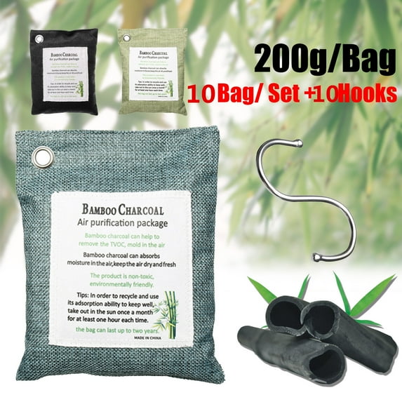 10Pcs Air Purifier Bag Bamboo Charcoal Air Purifying Bag Natural Air Freshener Bags Activated Charcoal Odor Eliminators Car Freshener Home Air Freshener Charcoal Bag